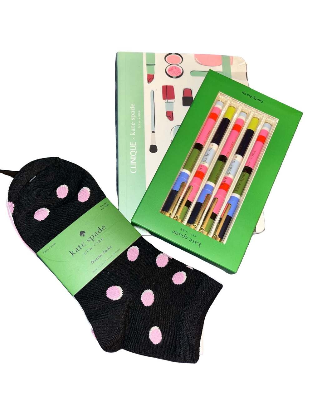 Kate Spade x Clinique Stationery & Accessory Bundle: Sunny Day Stripe Pen Set, N